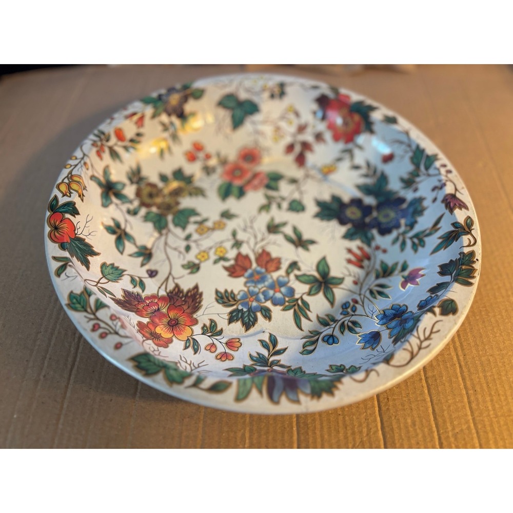 VTG 1971 Daher Decorated Ware England Floral Design Round 10'' Metal Bowl/Dish